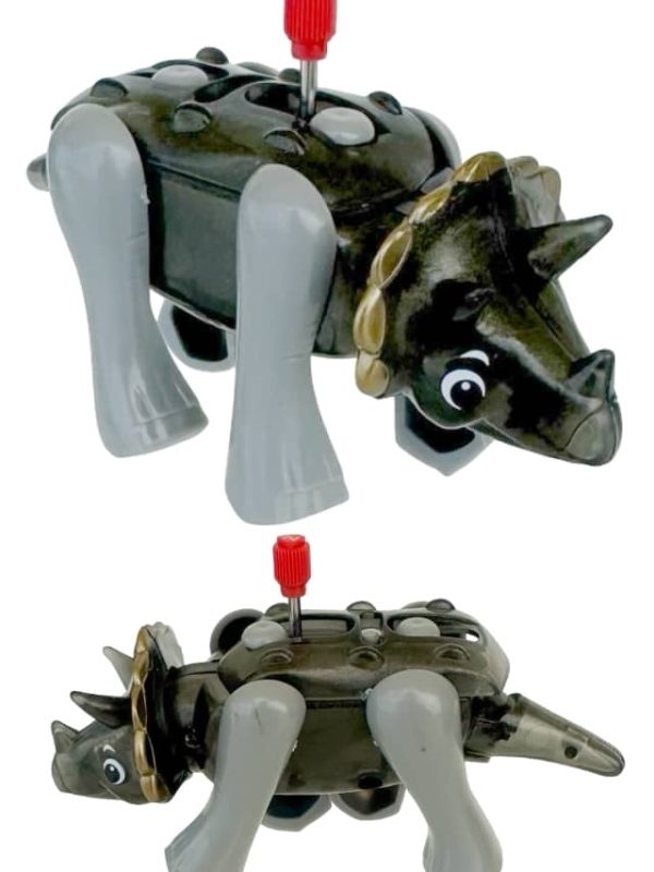 TJ Triceratops Windup Dinosaur Robot Grey