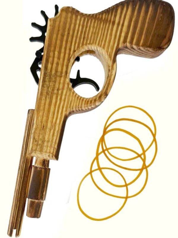 Rubber Band Shooter Wood Toy Gun