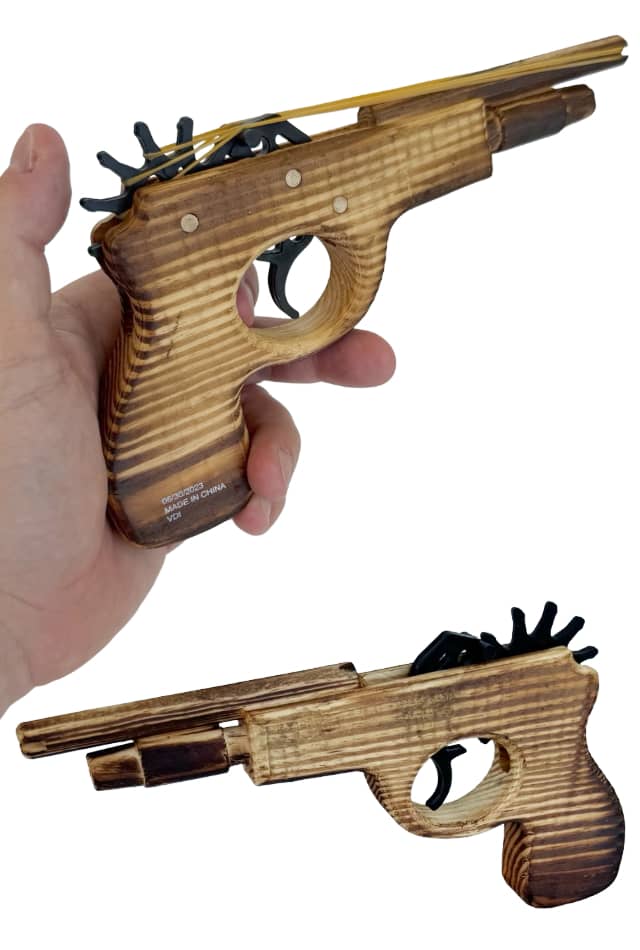 Rubber Band Shooter Wood Toy Gun