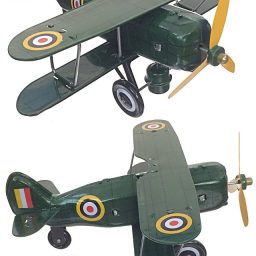 Green Curtis Biplane Tin Toy Airplane (Some Scratches)