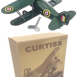 Green Curtis Biplane Tin Toy Airplane (Some Scratches)