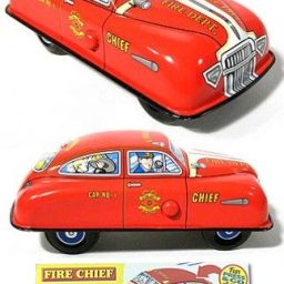Fire Chief Car Tin Press Down Red (No Packaging)