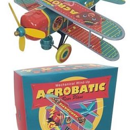 Acrobatic Bear Airplane Wind Up Tin Toy