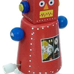 Rocky Red Robot Wood Windup Walks