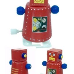Rocky Red Robot Wood Windup Walks