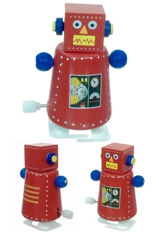 Rocky Red Robot Wood Windup Walks