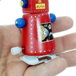 Rocky Red Robot Wood Windup Walks