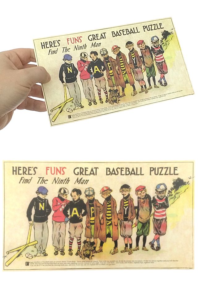 Great Baseball Puzzle Find Ninth Man 1920