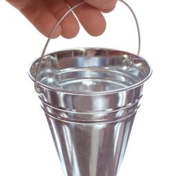 Silver Tin Pail Small Metal Bucket