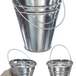 Silver Tin Pail Small Metal Bucket