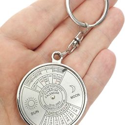 50 Year Calendar Keychain Silver Metal Ring