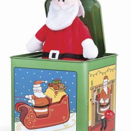 Santa Claus Jack In The Box Christmas Tin Toy