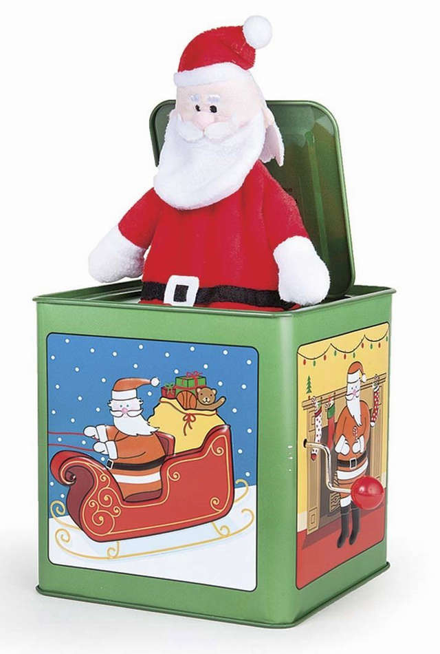 Santa Claus Jack In The Box Christmas Tin Toy