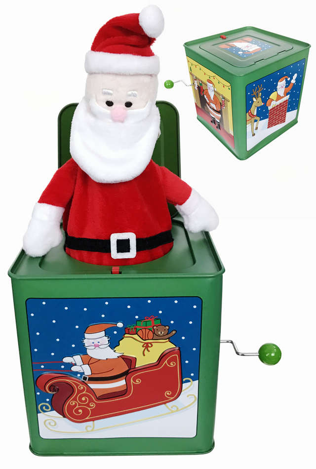 Santa Claus Jack In The Box Christmas Tin Toy