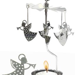 Trumpet Angel Metal Holiday Rotary Candle
