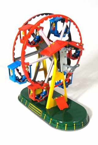 Ferris Wheel Classic Tin Toy Windup Fair Ride (Some Scratches)