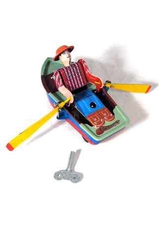 Fisherman in Rowboat Tin Toy Classic