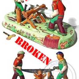 Lumberjacks Sawing Log ***Broken