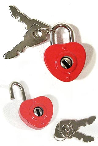 Tiny Red Heart Lock with Keys Tin Toy