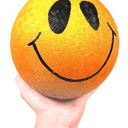 Smiley Face Orange Rubber Ball 5 inch