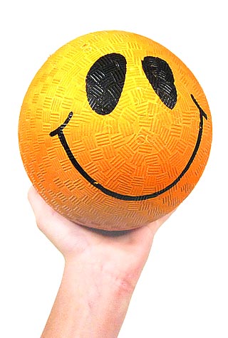 Smiley Face Orange Rubber Ball 5 inch