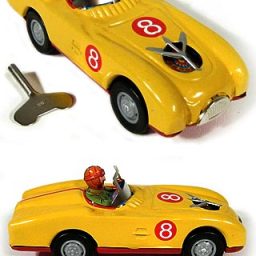Yellow Racer Number 8 Classic Tin Car