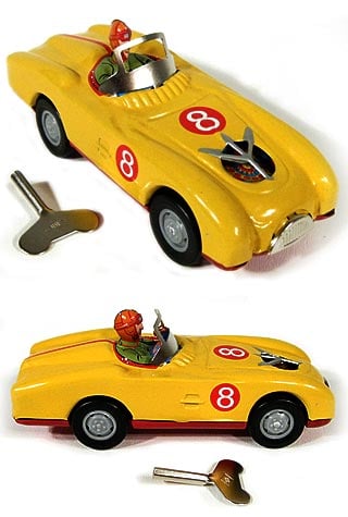 Yellow Racer Number 8 Classic Tin Car