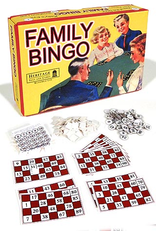 Family Bingo Retro Game Set UK 1950