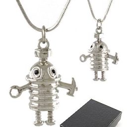 Hammer Robot Necklace Silver Shiny