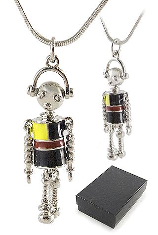 images Headphone Robot Necklace Silver Shiny