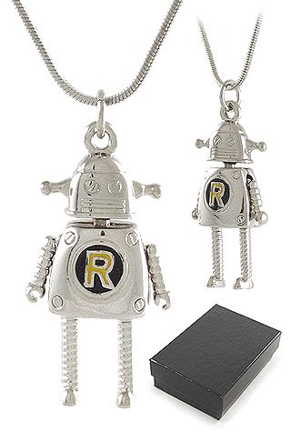 images Planet R Robot Necklace Silver Shiny