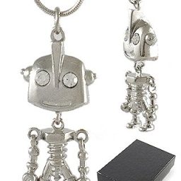 Fin Head Robot Necklace Silver Shiny