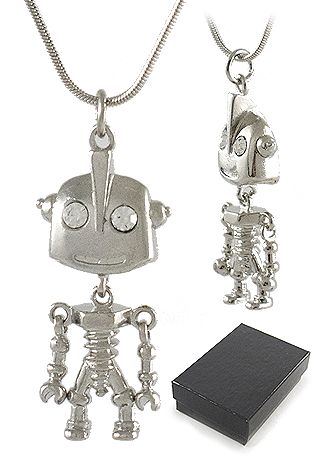 images Fin Head Robot Necklace Silver Shiny