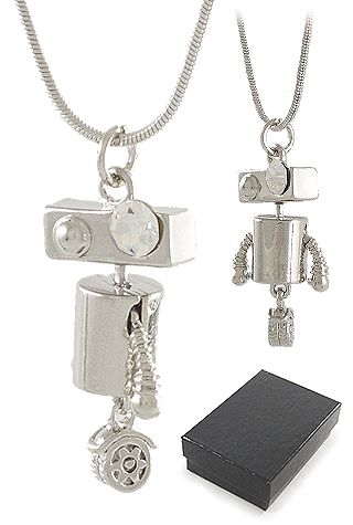 Unicycle Robot Necklace Crystal Eye