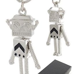 This Side Up Robot Necklace Chrome