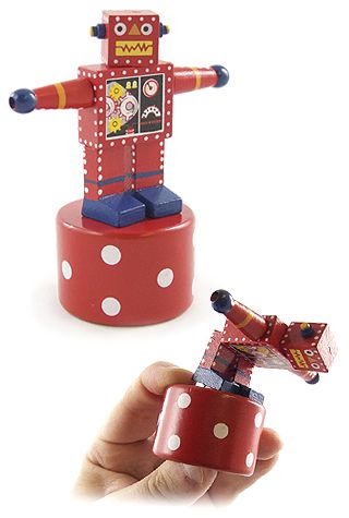 Rocky Red Robot Wood Thumb Puppet