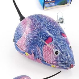 Mouse Blue and Pink Wind Up Tin Toy