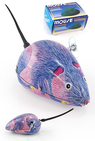 Mouse Blue and Pink Wind Up Tin Toy