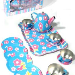 Blue Flowers and Stripes Tea Set