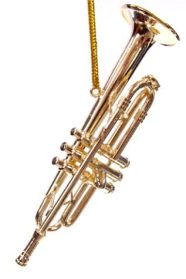 Gold French Horn Metal Ornament