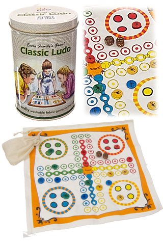 Ludo Classic Game Fabric in Tin