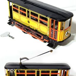 Yellow Electric Trolley Tin Toy