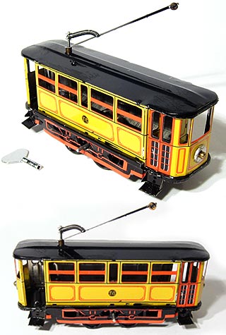 Yellow Electric Trolley Tin Toy