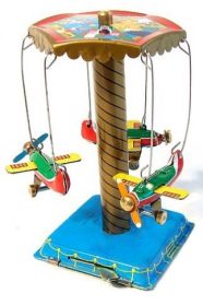 Tin Toy Pig and Puppy Carousel Mini