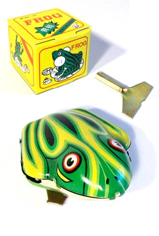 Yellow Striped Frog Yellow Striped Frog Wind Up Tin Toy