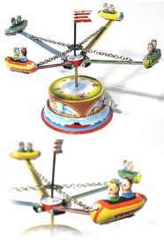 Tin Toy Pig and Puppy Carousel Mini