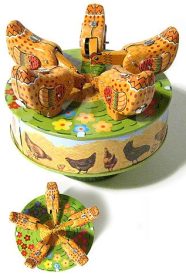 Pecking Chickens Carousel Tin Toy