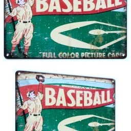 Baseball Tin Sign : Retro Outfielder : 1951 Usa Original