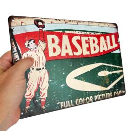 Baseball Tin Sign : Retro Outfielder : 1951 Usa Original