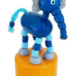 Safari Blue Elephant Wooden Thumb Puppet Toy